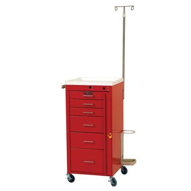 Mini Line Emergency Cart, 6 Drawers, 3" Casters, Specialty Pkg.