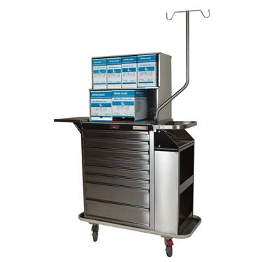 Deluxe Cast Cart, Stainless Steel, 8 Drawers, Top Compartment