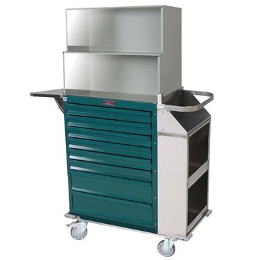 Deluxe Cast Cart, Painted Steel, 8 Drawers, Top Compartment