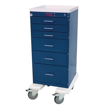 Mini Line Anesthesia Cart, Aluminum, 6 Drawers