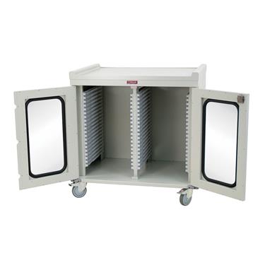 Medical Storage Cart, 40.75”H, Double-Column, Glass Doors