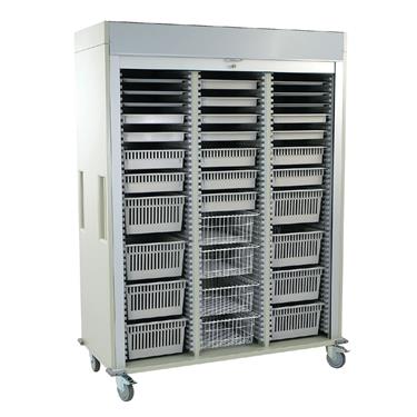 Medical Storage Cart, Triple-Column, Preconfigured