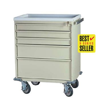Treatment Cart, 24"H, 5 Drawers, Removable AMR Plastic Top